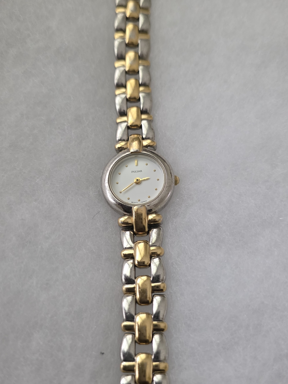 Pulsar Two-Tone Gold and Silver Women's Bracelet Watch with White Dial